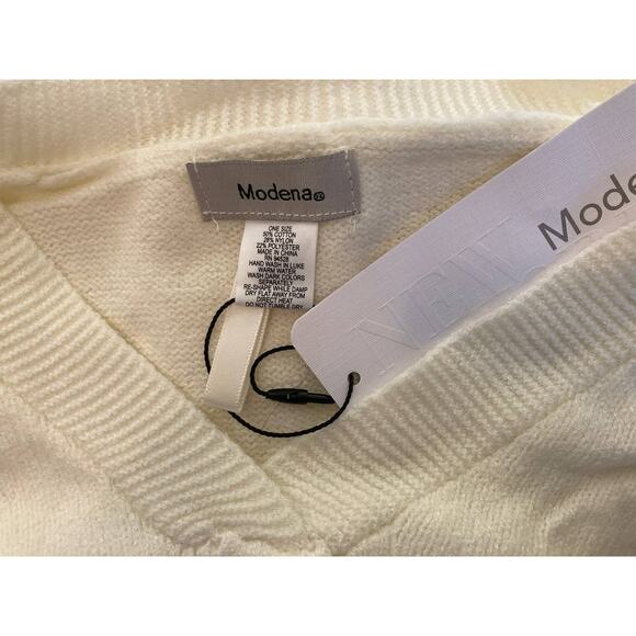 Modena Soft Knit V-Neck Open Side Kimono Poncho Sweater One Size Cream NWT - Picture 5 of 7